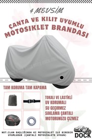 Resim Dock APACHİ PARLA ÇANTA VE KİLİT UYUMLU GRİ MOTOSİKLET BRANDASI(4 MEVSİM) 