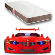 Resim Gt1 - Arabalı Yatak - Kumandalı, Sesli, Kırmızı + Elif Yarı Ort Yataklı 90x190 Cm Tek Kişilik 