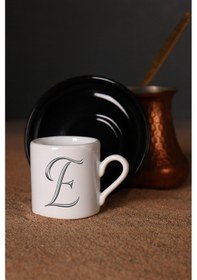 Resim Türk Kahvesi Fincanı Siyah Altlık Harf, Espresso Fincanı Siyah Altlık Harf Siyah3 