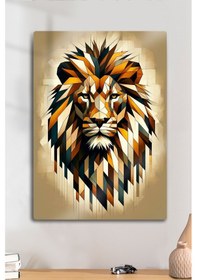 Resim Metal Baskı - Dekoratif Aslan Lion Sarı Kırmızı Tablo 