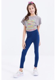 Resim Tommylife Tommy Life İndigo Yüksek Bel Dar Paça Kız Çocuk Tayt - 75047 Indigo 