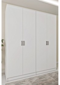 Resim Ases Mobilya Ases Ela332 Geniş Ve Büyük Ölçülü Gardırop Giysi Dolabı Yüklük 2 Askılı 4 Kapaklı Beyaz - Safir Meşe Beyaz 