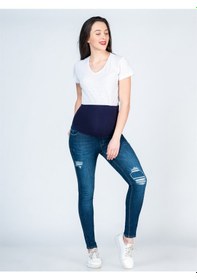 Resim Busa Hamile Beli Ayarlı Yüksek Bel Skinny Kot Pantolon Mavi-mavi 