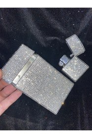 Resim Lüks Taş Slender Sigara Kutusu Ve Zippo Çakmak Touch Blue 