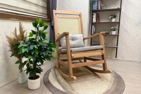 Resim VERANDA MİNDERLİ SALLANAN SANDALYE, KREM, NATUREL AYAK 