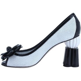 Resim Poletto Hakiki Deri Sıyah-beyaz Sandalet Topuklu 319 267-2149 Sıyah-beyaz Beyaz - Siyah 