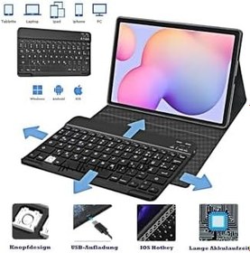 Resim m.tk moveteck Samsung Galaxy Tab S6 Lite P610 10.4 inç Tablet ile Uyumlu Klavyeli Kılıf, Bluetooth, Kalem Bölmeli, Stand, Manyetik, Siyah 