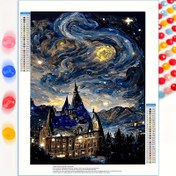 Resim 1 adet 5D elmas boyama seti, yıldızlı gökyüzü manzarası teması, yuvarlak elmas sanat çerçevesiz, DIY ev dekorasyonu, 30X40cm/11.8 inç x 15.8 inç, çeşitli duvar dekorasyonları ve masaüstü yerleştirme için uygun, Gulbang Mubarak için mükemmel bir tatil hediyesi 