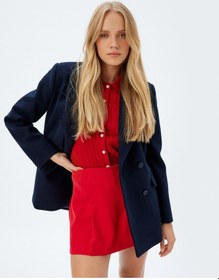 Resim Koton Mini Pileli Şort Etek Standart Bel Kırmızı 5wak70054pw Kırmızı 