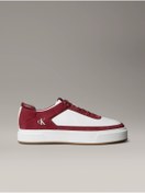 Resim Calvin Klein Erkek Düşük Bilekli Yüksek Taban Nefes Alabilen Üst Yüzeyli Deri Beyaz-Kırmızı Sneaker YM0YM01354-0K 