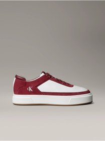 Resim Calvin Klein Erkek Düşük Bilekli Yüksek Taban Nefes Alabilen Üst Yüzeyli Deri Beyaz-Kırmızı Sneaker YM0YM01354-0K 