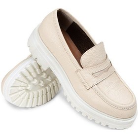 Resim Deery Hakiki Deri Bej Kadın Loafer Ayakkabı - 01903zbeje01 Bej 