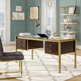 Resim Hitit Dekorasyon Megan Gold Metal Venge Çalışma Masası 