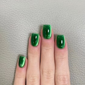 Resim St. Patrick 24 Parça Yeşil Vahşi Kedi Gözü Kısa Trapez Tırnaklar, Saf El Yapımı Işık Terapisi Kedi Gözü Tırnak Karakteri Beyazlatıcı, Hayalperest Dinamik Yüksek Kaliteli Seri Tırnak Sanatı 