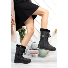 Resim Alps Kürklü Su Soğuk Geçirmez Siyah Kadın Kar Botu 