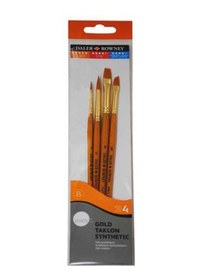 Resim Daler Rowney Simply Gold Taklon Synthetic 4Lü Fırça Seti Kod 400 