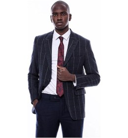Resim Wessi Ekose Sivri Yaka Lacivert Slim Fit Ceket - Wessi Lacivert 