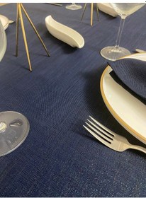 Resim Simli Dertsiz Salon Masa Örtüsü Lacivert 19 Parça 