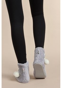 Resim Kadın Panduf Kışlık Ev Botu Ev Ayakkabısı Su Yolu Velsoft Sessiz Taban Gri 