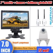 Resim 7'' Monitör Wifi Aktarıcı Kit Beyaz Tepe Kamera hazır Set 12 Volt Kayıt yapmaz 
