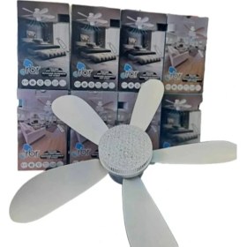 Resim Genel Tavan Vantilatörü 30W Beyaz / Günışığı Ledli E-27 Duy A Takılabilen 5 Kanatlı Kumandalı Vantilatör 80-265V 