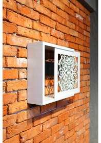 Resim Modem Saklama Kutusu Sürgülü Yana Açılır 35 X 40 Motifli Beyaz 