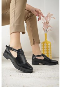 Resim Nesil Shoes Sdf 401 Siyah Saten Tokalı Kadın Babet-Siyah Saten Siyah 