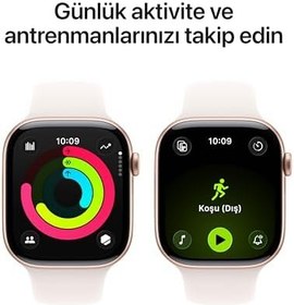 Resim Apple Watch Series 11 GPS 46 mm Roze Altın Rengi Alüminyum Kasa Akıllı Saat ve Bulut Pembesi Spor Kordon - S/M. Uyku Skoru, Fitness Takibi, Sağlık İzleme, Hep Açık Ekran, Suya Dayanıklı Tasarım 