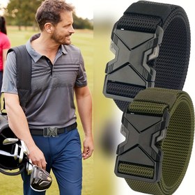 Resim 2 Adet Erkekler İçin Dayanıklı Outdoor Kemer - Çizilmeye Karşı Dirençli Plastik Tokalı, Ayarlanabilir, Golf, Spor Salonu ve İş Pantolonları için - Kot, Cargo ve Atletik Pantolonlara Uygun - Günlük Kullanım Kemeri, Nefes Alabilen Kumaş Kemer 