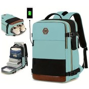 Resim Chuangyinshop 15.6 Inç Laptop Seyahat Sırt Çantası Lake Blue - Havayolları Onaylı Erkek Ve Kadın İçin - Ayakkabı Bölmeli Arka Kapak 