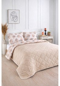 Resim Kapitoneli Çift Kişilik Desenli Pike - Yatak Örtüsü Takımı 200x230 Cm - 2 Adet Yastık Kılıflı Turuncu 