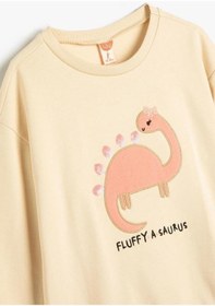 Resim Koton Kız Bebek Dinozorlu Sweatshirt Bisiklet Yaka Uzun Kollu Şardonlu Pamuklu 001 