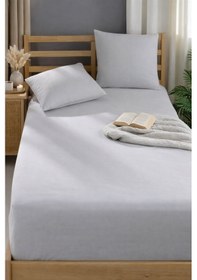 Resim More Home Tek Kişilik Lastikli Çarşaf Seti Yastık Kılıfı 50 x 70 Gri 