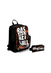 Resim Coral High Dört Bölmeli Ortaokul Sırt Çantası ve Kalemlik Seti - Siyah Basketbol - Erkek Çocuk 