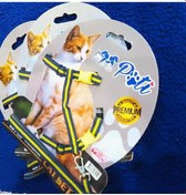 Resim Pati Kedi Gezdirme Göğüs Tasması Sarı Lacivert 