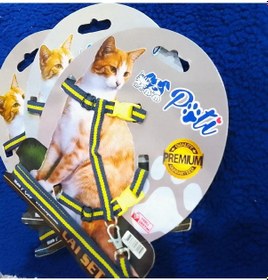 Resim Pati Kedi Gezdirme Göğüs Tasması Sarı Lacivert 