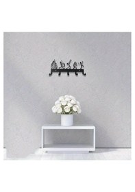 Resim Myc Metal Duvar Askılığı - Müzisyen Figürlü Dekoratif Ceket Ve Anahtarlık Askısı Siyah 12x24 