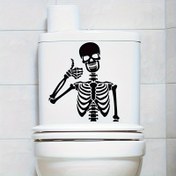 Resim Korkunç Şık, Ürkütücü Siyah Kafatası Tuvalet Stickerı - Kapak & Su Tankı için Yeniden Kullanılabilir PVC Banyo Stickerı, Halloween Ev Dekoru için Mükemmel 