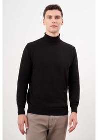 Resim Morven Erkek Siyah Trend Core Spun Balıkçı Yaka Dynamic Fit Rahat Kesim Triko 26kc017010001 Siyah Siyah 