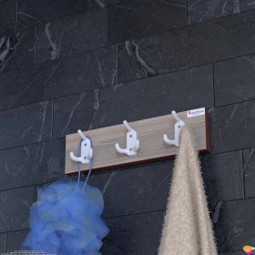 Resim Modilayn Arı 9 Kancalı Banyo Askısı 3' Lü Set 36,4x9, 6 cm Şık Tasarım Ekstra Düzen ve Yer Tasarrufu 