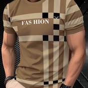 Resim Erkek 3D Şimşek Baskılı T-Shirt, Rahat Crew Boyun Kısa Kollu Tee, Yazlık Knit Polyester Karışımı Üstü ile Hafif Esneklik, Çizgili Desen Tasarımı, Rahat Giyim için Normal Beden, Rahat Giyim Tee | Modern Görünüm | Şık Dokuma 