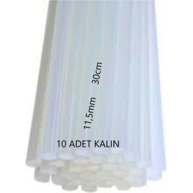 Resim Takatuka Hediyelik 10 Adet Kalın Mum Silikon Sıcak Çubuk Şeffaf 11,5mm 30CM 
