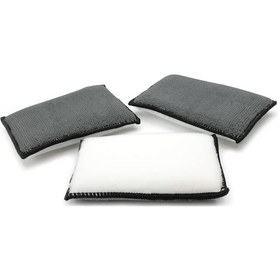 Resim Maiyame Araç İçi Derin Temizlik Sponge - Çift Taraflı Mikrofiber Ve Yumuşak Fırça - Gri+beyaz - 3 Adet 
