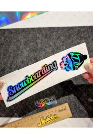 Resim Bay Etiket HLG63 Hologram Snowboarding Yazısı ve Kurukafa Etiketi 