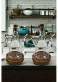 Resim Morponi Borosilikat Cam Yağdanlık Yağlık Glazzy 500 Ml 2 Adet Standlı Şeffaf 