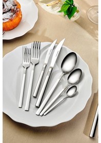 Resim Karaca Elegance Nil V2 Platin 12 Kişilik 84 Parça Çatal Kaşık Bıçak Takımı 