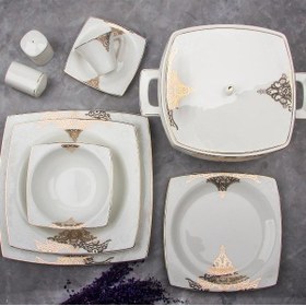 Resim Aryıldız Bone Square 60 Parça Yemek Takımı 31023 