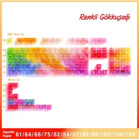 Resim 120 Tuş Yarı Saydam Keycaps, Gökkuşağı Renkli Kristal Klavye Tuş Kapakları Tüm Mekanik - Manyetik Klavyeler İle Uyumludur. 