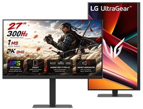 Resim LG 27G640A-B UltraGear G6 27" 1 MS 300 Hz HDMI - DP - USB-C G-SYNC - FreeSync Premium 2K QHD IPS Pivot Gaming Monitör 