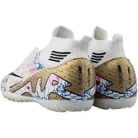 Resim Çoraplı Bilekli Boğazlı Halısaha Futbol Ayakkabısı Beyaz - Altın Beyaz - Altın 